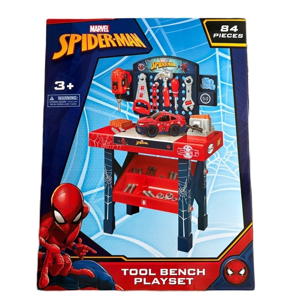 Marvel Spider-Man Tool Bench Playset NEW Car Garage 84 Pieces Work Bench